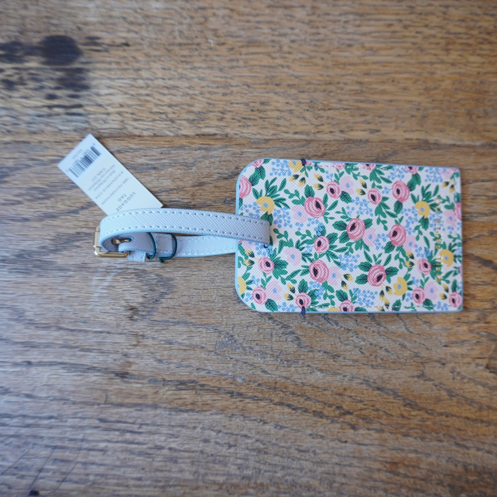 Rifle Paper Co. NEW Luggage Tag Multi Floral Faux Leather Girly Travel Vacation